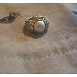 David Yurman 18k Gold Pearl Silver Diamond Ring